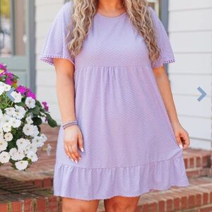 Lavender Textured Short Sleeve Dress